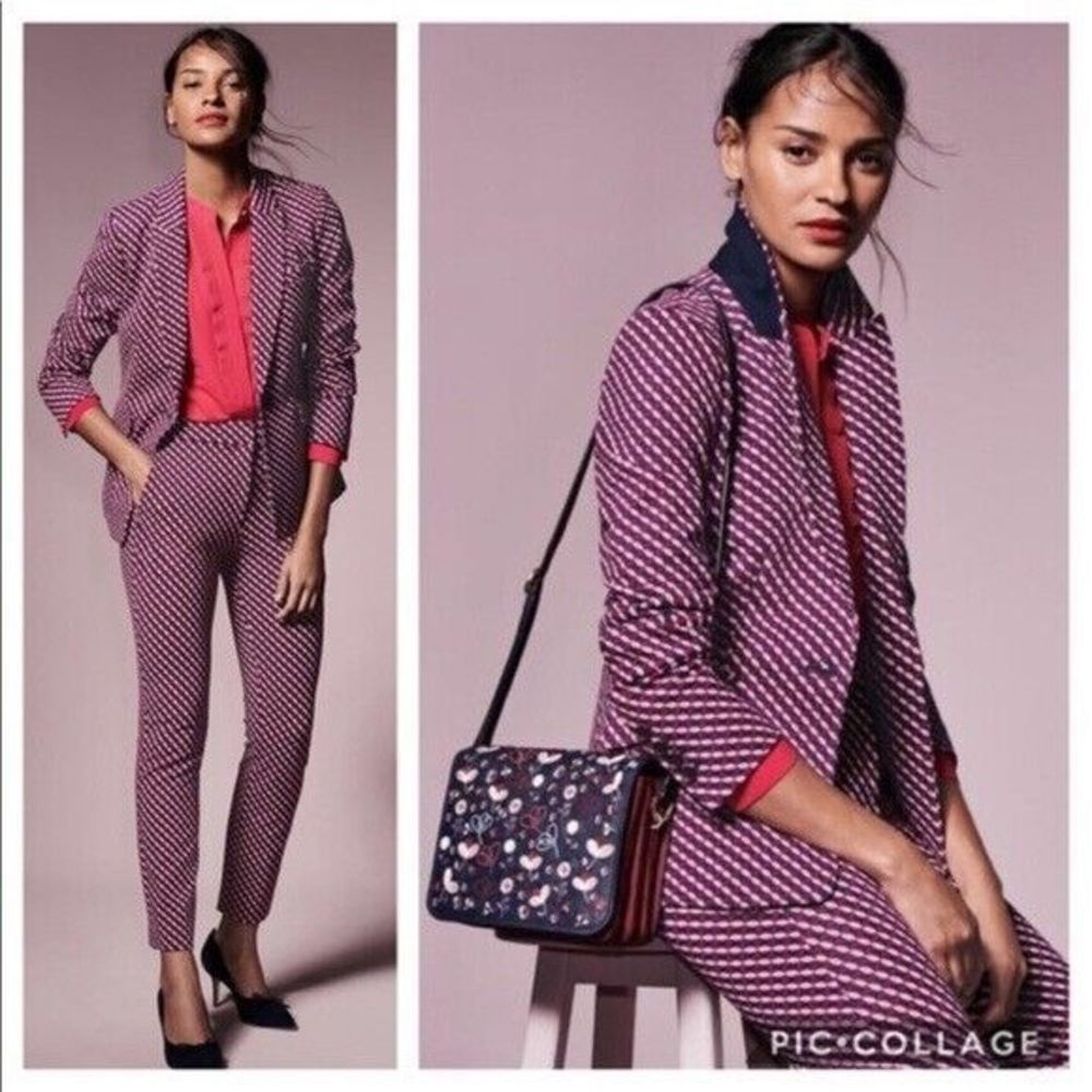 Boden Vibrant Pink and Navy Patterned Blazer